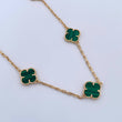 Paperclip Chain Clover 25.55gr / 60cm / 1.9mm Green Malachite 18K Yellow Gold $