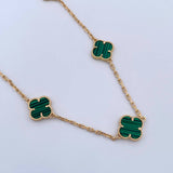 Paperclip Chain Clover 25.55gr / 60cm / 1.9mm Green Malachite 18K Yellow Gold $