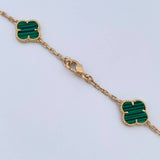 Paperclip Chain Clover 25.55gr / 60cm / 1.9mm Green Malachite 18K Yellow Gold $