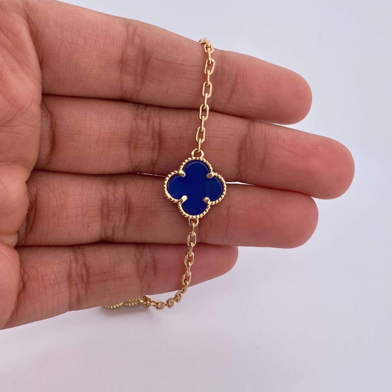 Paperclip Chain Clover  27.05gr / 59.7cm / 1.9mm Lapis Lazuli 18K Yellow Gold $