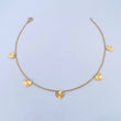 Tobillera Aro Seguido Corazones 2.1gr / 25.2cm / 1.1mm Diamantada Oro Amarillo 18K &