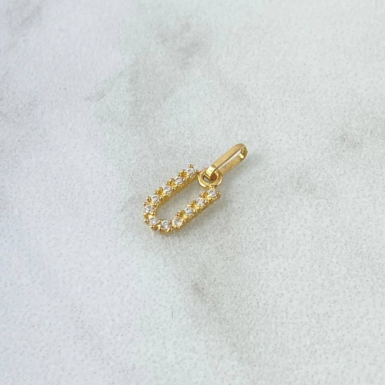 Dije Letra U 0.3gr/1.3cm Circones Blancos Oro Amarillo (Oferta)