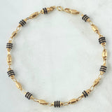 Bracelet Smooth Barrel 2.9gr / 19.5cm / 3.9mm Black Rubber Yellow Gold 18K