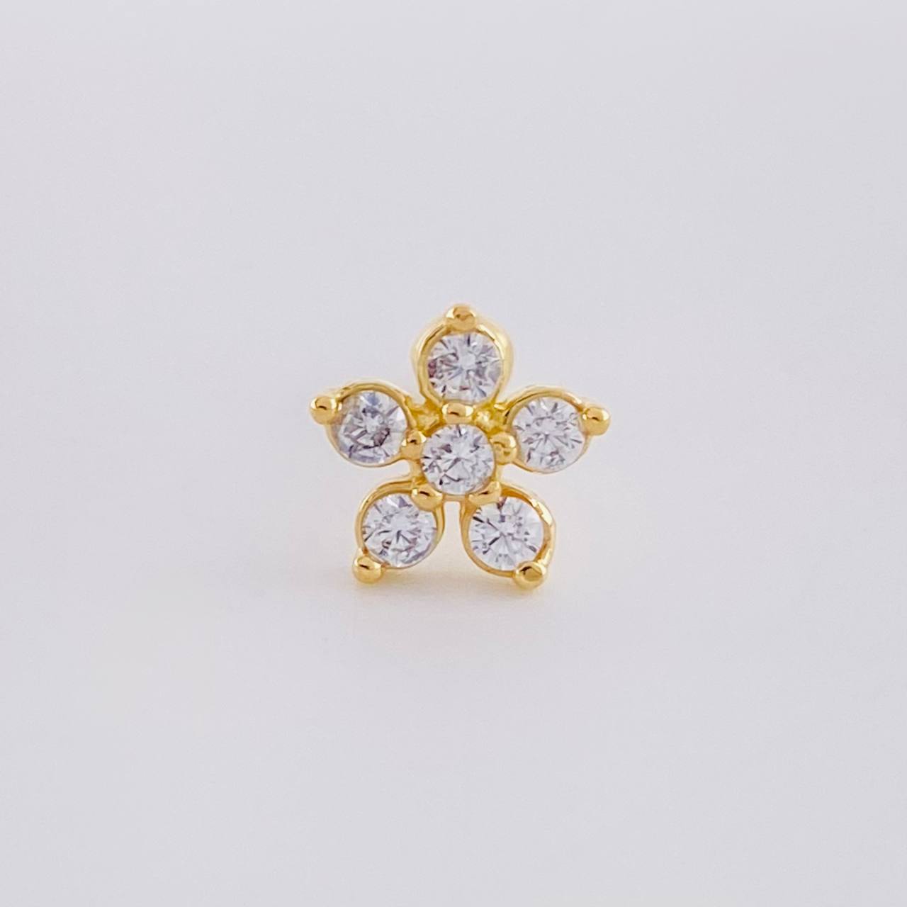 Piercing Flor Cinco Petalos 0.6g / 1/2 in Oro Amarillo 18K