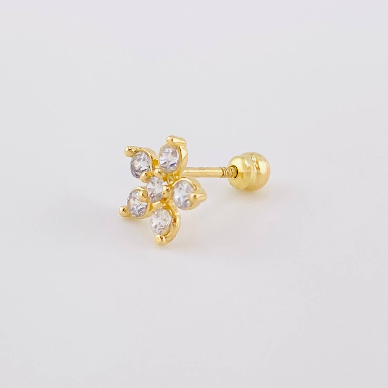 Five-Petal Flower Piercing 0.6g / 1/2 in 18K Yellow Gold
