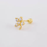 Five-Petal Flower Piercing 0.6g / 1/2 in 18K Yellow Gold