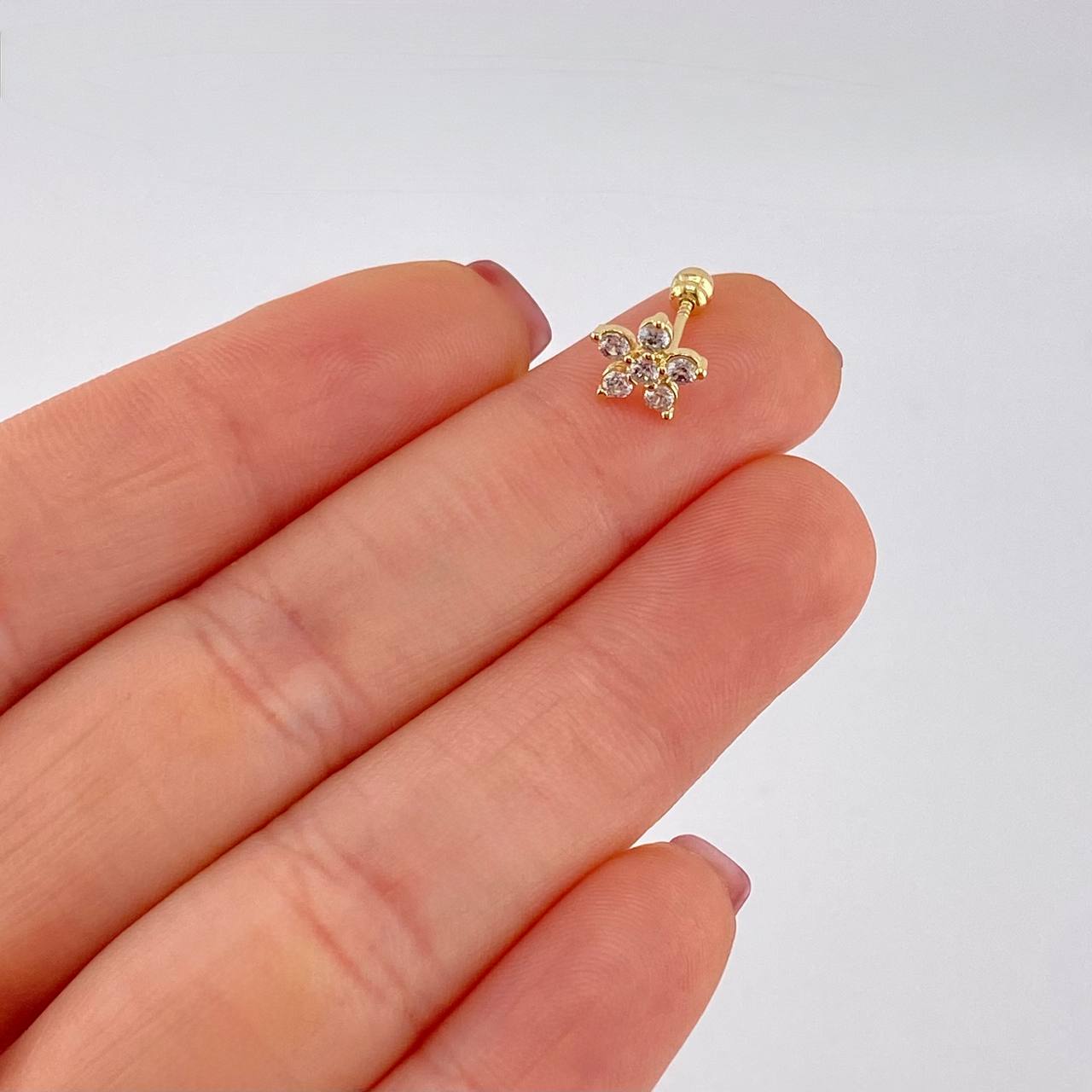 Five-Petal Flower Piercing 0.6g / 1/2 in 18K Yellow Gold