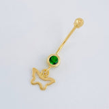 Piercing Mariposa Silueta Colgante 0.6g / 1 in Oro Amarillo 18K