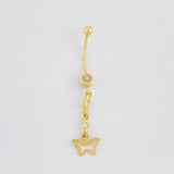 Butterfly Silhouette Pendant Piercing 0.9g / 1 1/2 in 18K Yellow Gold