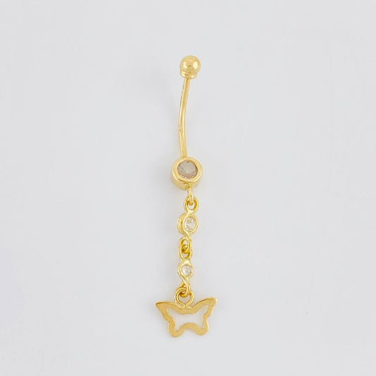 Butterfly Silhouette Pendant Piercing 0.95g / 1 1/2 in 18K Yellow Gold