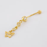 Piercing Mariposa Silueta Colgante 0.9g / 1 1/2 in Oro Amarillo 18K