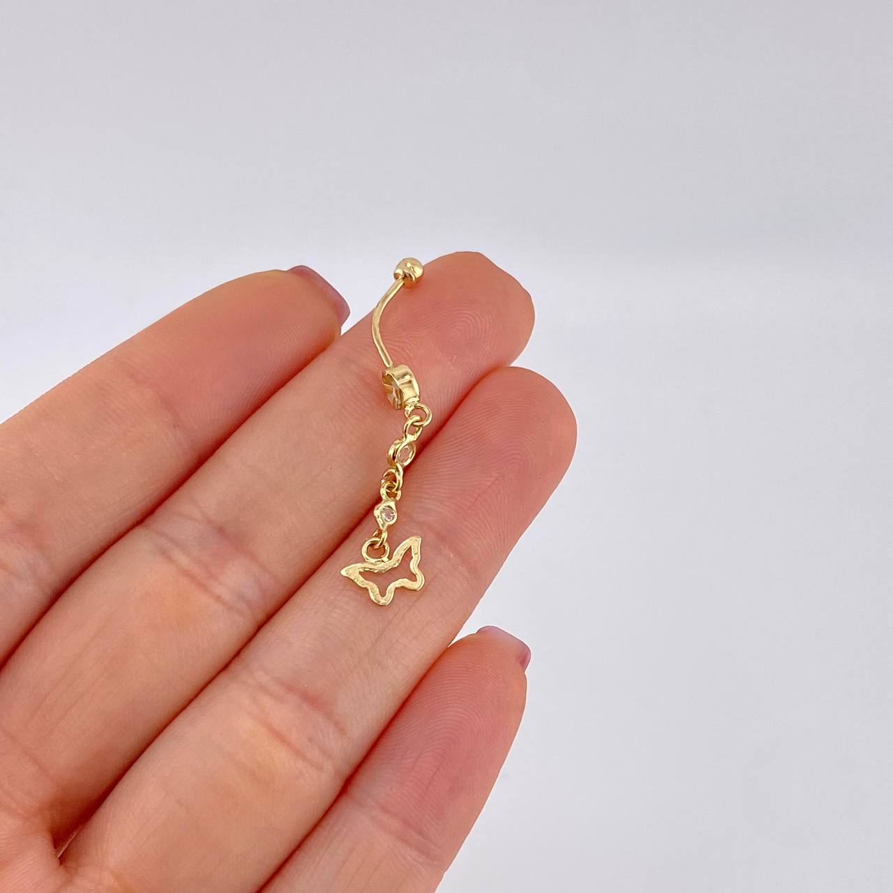 Butterfly Silhouette Pendant Piercing 0.9g / 1 1/2 in 18K Yellow Gold