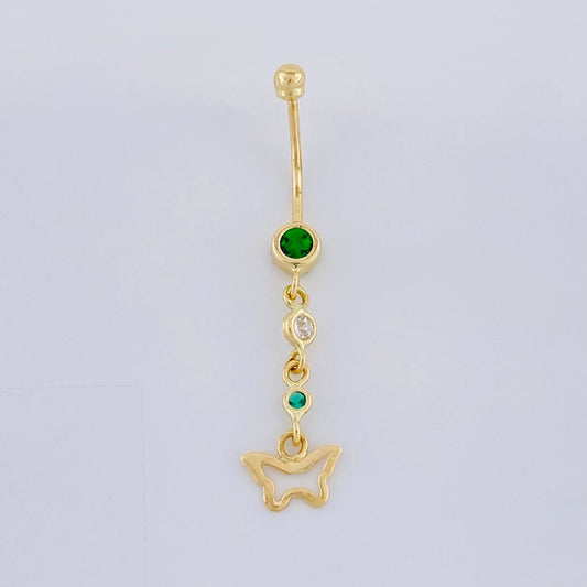 Butterfly Silhouette Pendant Piercing 0.85g / 1 1/2 in 18K Yellow Gold