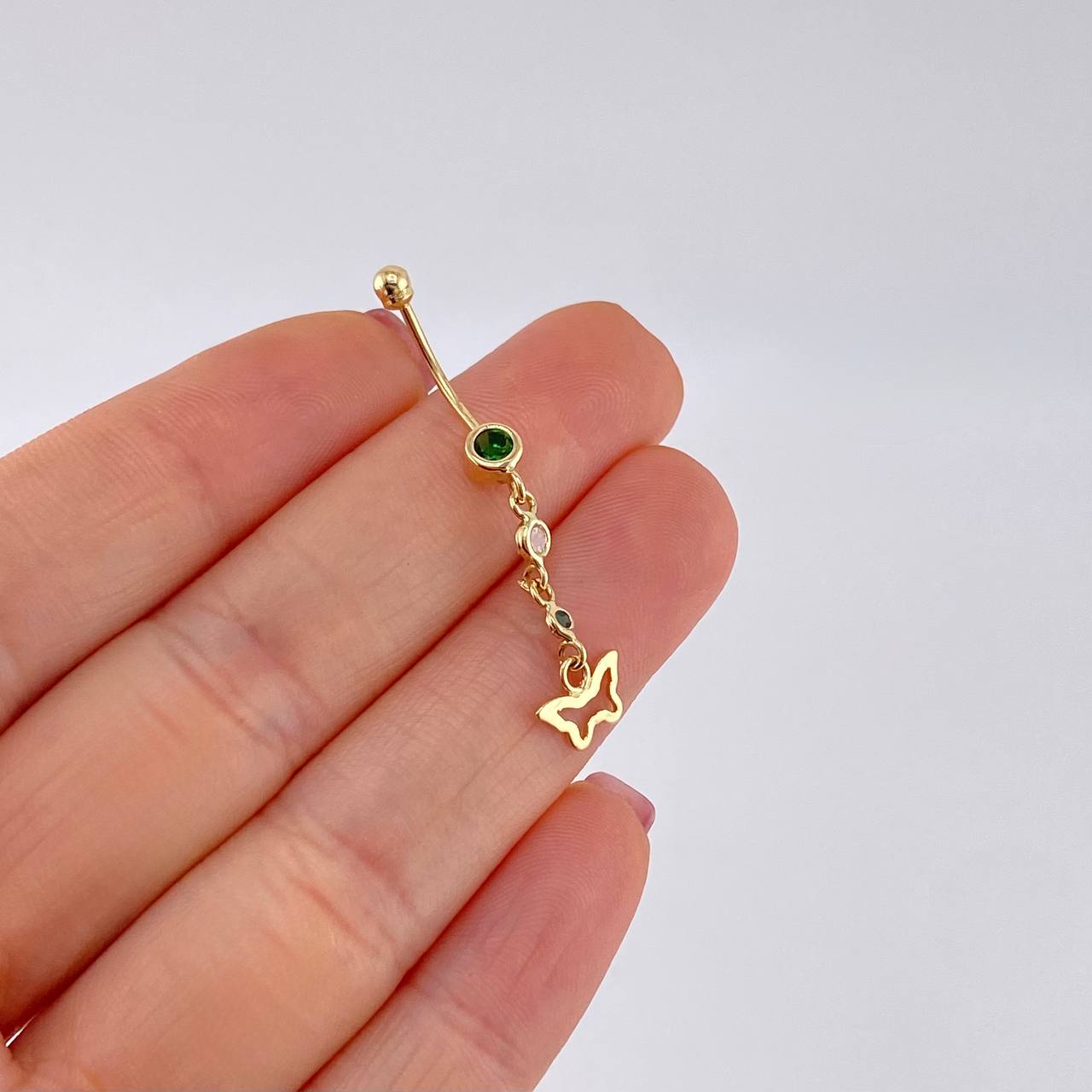 Butterfly Silhouette Pendant Piercing 0.85g / 1 1/2 in 18K Yellow Gold