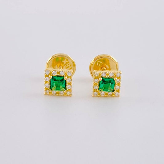 Stud Earrings Square Halo 0.75g / in / 4.9mm Yellow Gold 18K