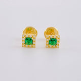 Stud Earrings Square Halo 0.75g / in / 4.9mm Yellow Gold 18K
