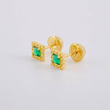Topos Halo Cuadrado 0.7g / in / 4.9mm Oro Amarillo 18K