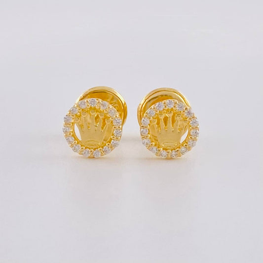 Stud Earrings Circle Crown 0.7g / in / 5.7mm Yellow Gold 18K