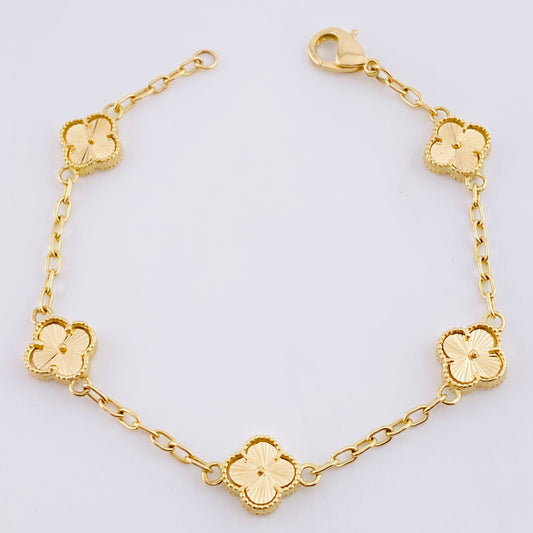 Pulso Trebol Aro Seguido 7g / 7 1/4 in / 2mm Oro Amarillo 18K