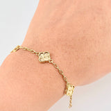 Pulso Trebol Aro Seguido 7g / 7 1/4 in / 2mm Oro Amarillo 18K
