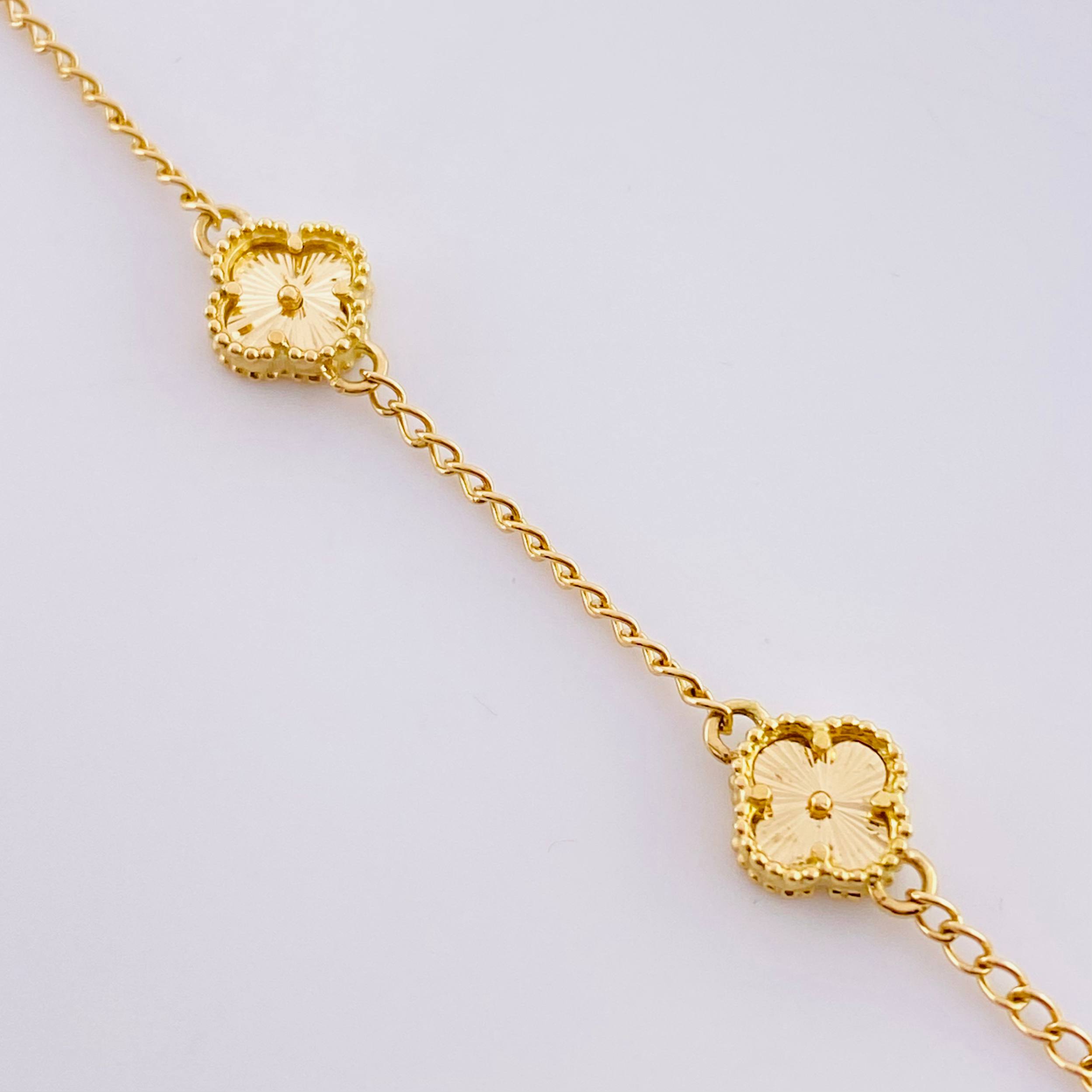 Clover Bracelet Diamond Cut 4.85g / 7 1/4 in / 1.6mm 18K Yellow Gold