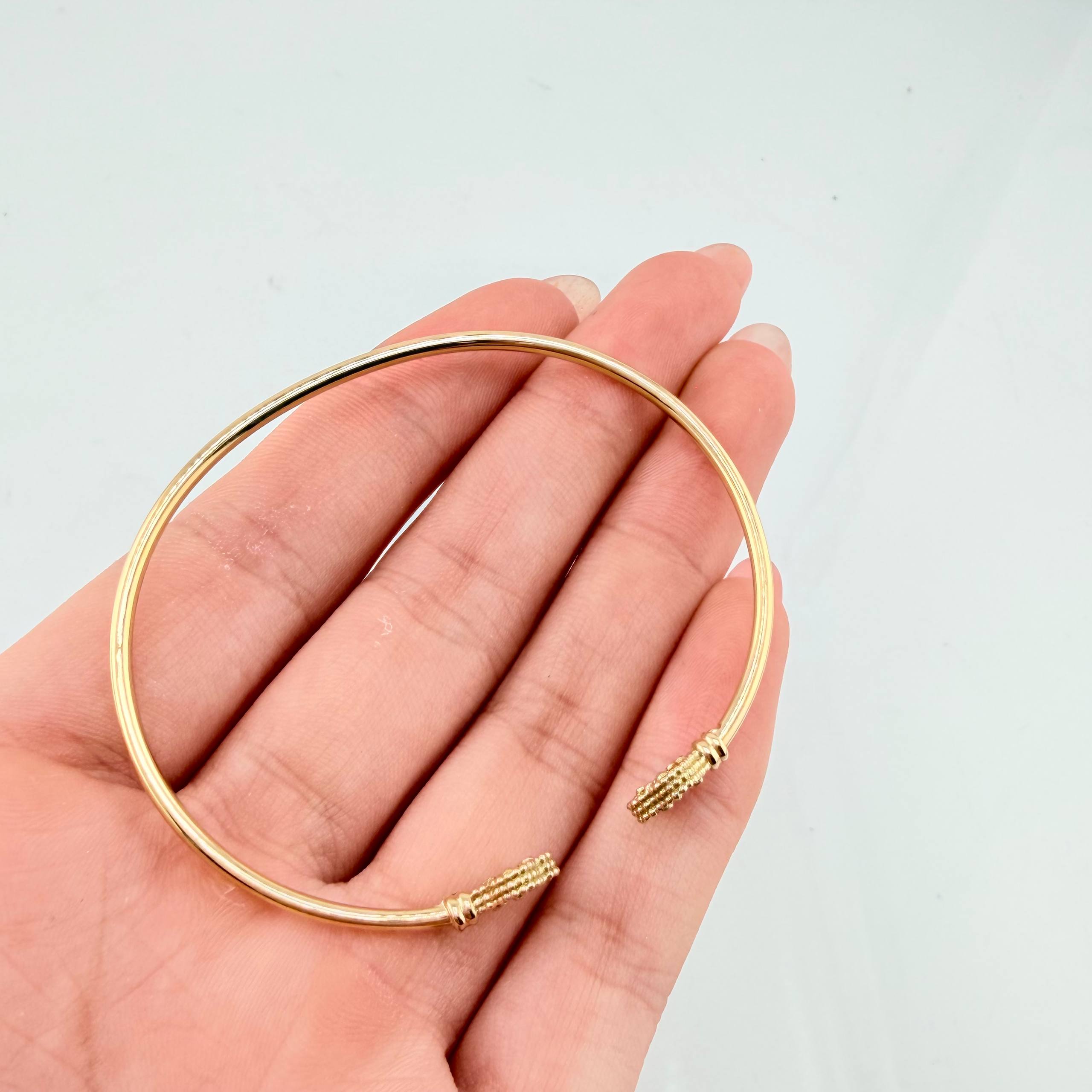 Pulso Aro Trebol Diamantado 3.4gr / 6 3/4 in / 2mm Oro Amarillo Nac.Esp. 18K