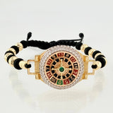 Pulsera Negra Ruleta Neoros Bolas Diamantas 8 und 10.65gr / 6mm-5mm Oro Amarillo 18K *
