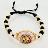 Pulsera Negra Ruleta Neoros Bolas Diamantas 8 und 10.65gr / 6mm-5mm Oro Amarillo 18K *