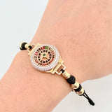 Pulsera Negra Ruleta Neoros Bolas Diamantas 8 und 10.65gr / 6mm-5mm Oro Amarillo 18K *