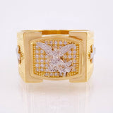 Anillo San Miguel Arcangel 7.55gr / T11 / Dos Oros Amarillo Blanco 18K ©