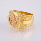 Anillo Virgen Del Carmen 8.05gr / T10 1/4 / Dos Oros Amarillo Rosa 18K ©