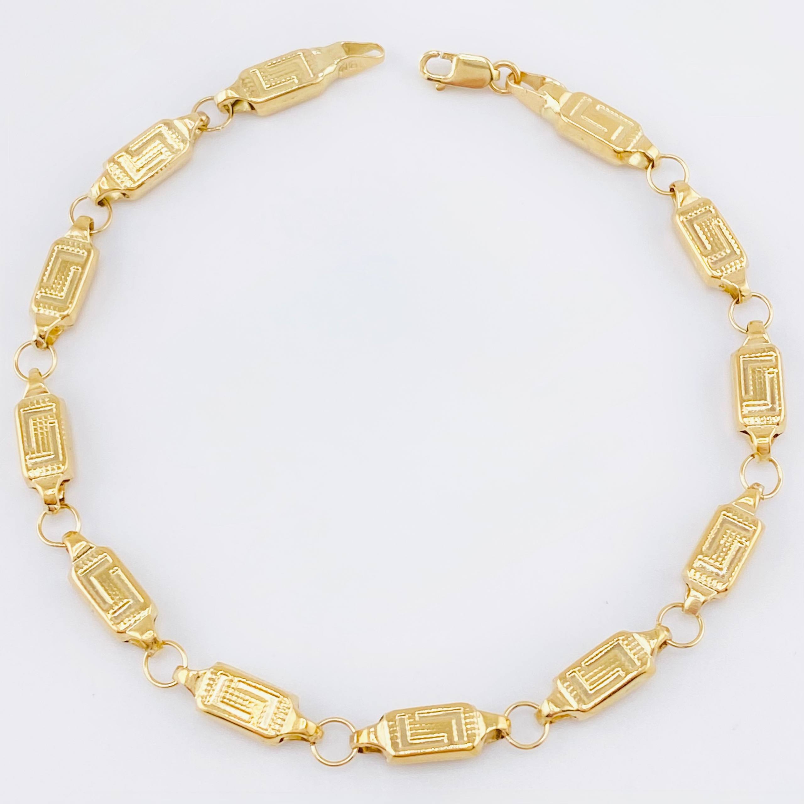 Pulso Rustico Recuadro Tribal 5.1gr / 8 1/2 in / 5mm Oro Amarillo 18K *