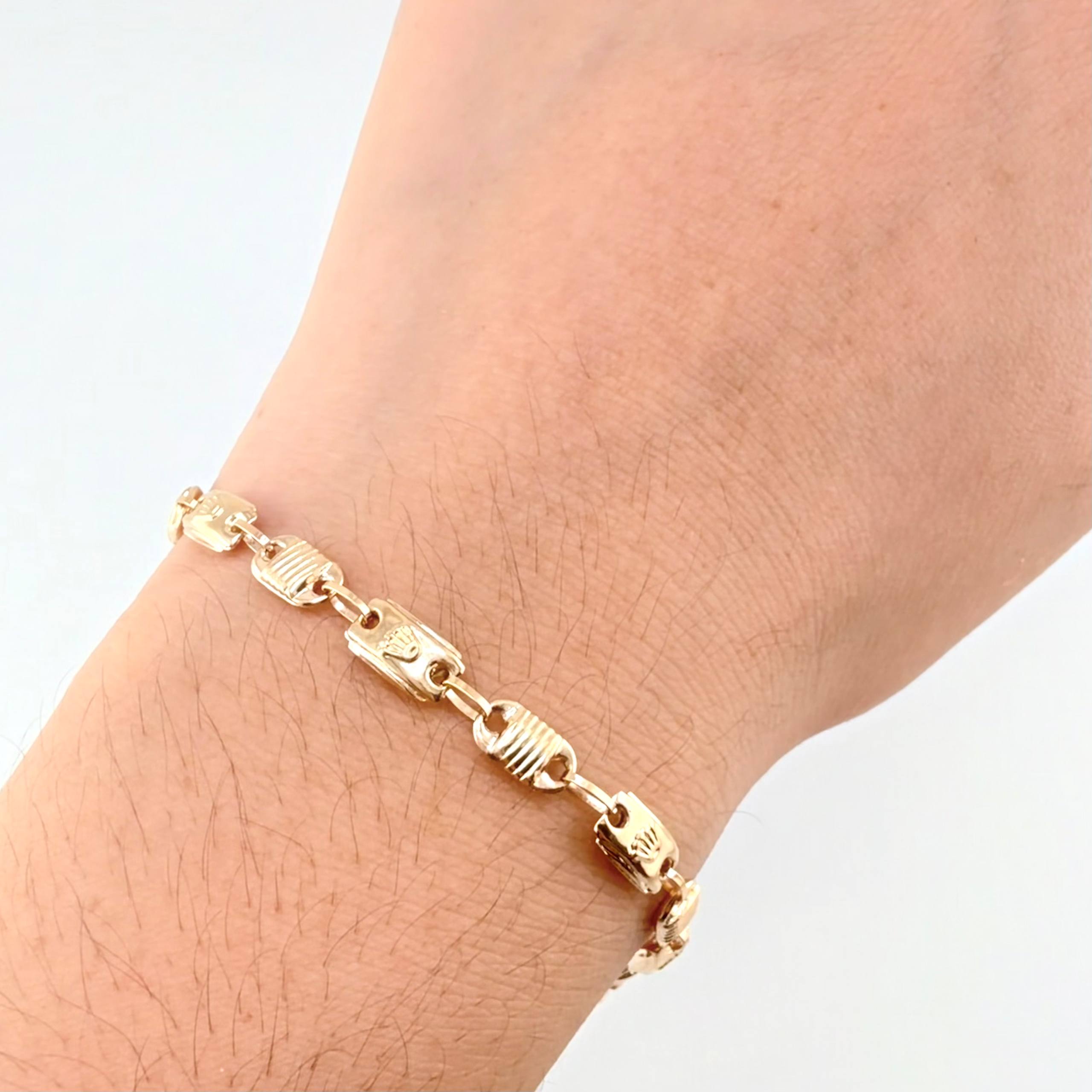 Pulso Rustico Corona Canotillo 3.85gr / 7 1/4 in / 4.5mm Oro Amarillo 18K *