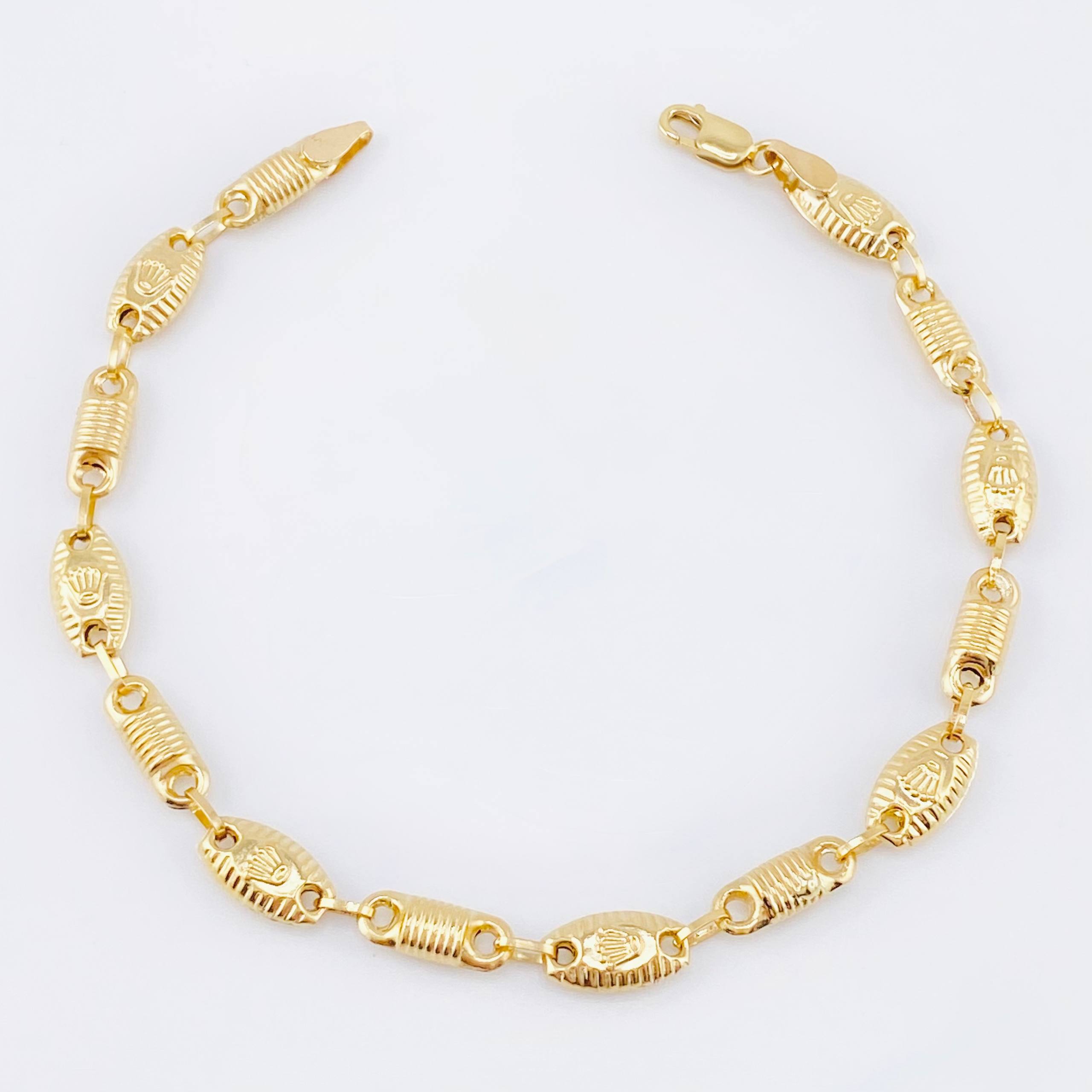 Pulso Rustico Canotillo Corona Rayada 4.4gr / 7 3/4 in / 5.5mm Oro Amarillo 18K