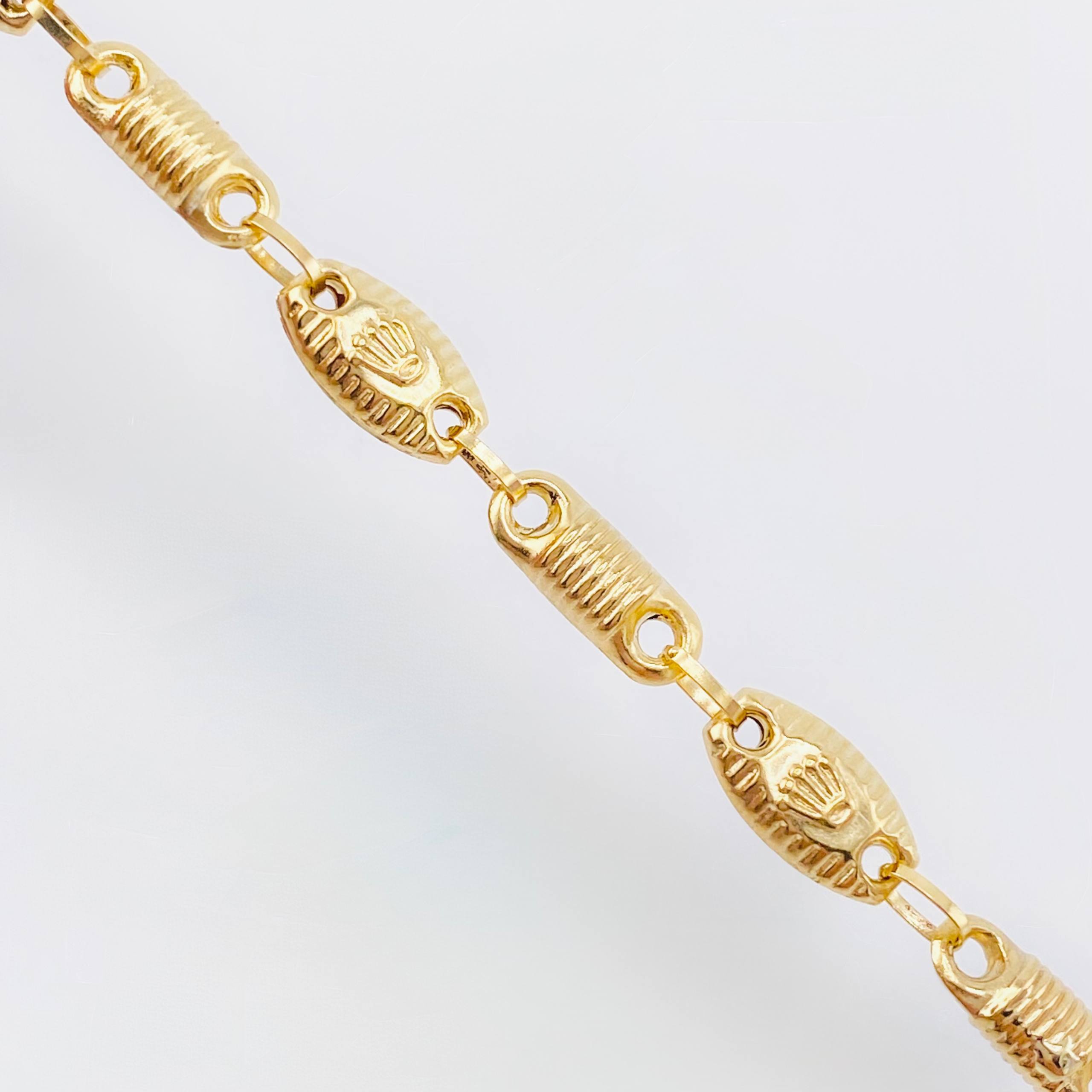 Pulso Rustico Barril Corona Rayada 4.6gr / 8 in / 5.5mm Oro Amarillo 18K ©