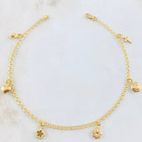 Tobillera Aro Seguido Dijes 3.5gr / 9 1/4 in / Oro Amarillo 18K *
