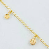 Tobillera Aro Seguido Dijes 3.5gr / 9 1/4 in / Oro Amarillo 18K *