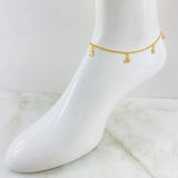 Tobillera Aro Seguido Dijes 3.7gr / 10 1/4 in / Oro Amarillo 18K *