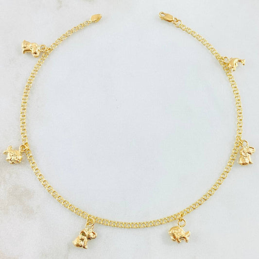Tobillera Aro Seguido Dijes 3.8gr / 9 3/4 in / Oro Amarillo 18K *