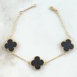 Classic Link Bracelet VCyA Gradual Clover 5.8gr / 17.5cm-18.5cm / 1.5mm Black Onyx Dotted 3pcs 18K Yellow Gold ©