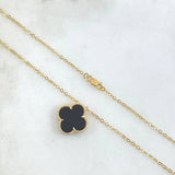 Cadena Aro Seguido Trébol VCyA 3.9gr / 45cm / 1.5mm Onix Negro Punteado Oro Amarillo 18K