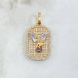 Pendant Archangel San Miguel Plate 6gr / 3.4cm / White Zircon Relief 18K Yellow Gold ©