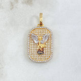 Pendant Archangel San Miguel Plate 6gr / 3.4cm / White Zircon Relief 18K Yellow Gold ©