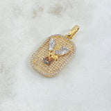 Pendant Archangel San Miguel Plate 6gr / 3.4cm / White Zircon Relief 18K Yellow Gold ©