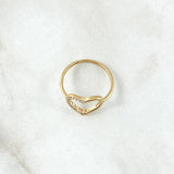 Anillo Corazón Medio Basteado 1.35gr / T5 3/4 / Silueta Circones Blancos Oro Amarillo 18K ©
