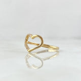 Anillo Corazón Medio Basteado 1.35gr / T5 3/4 / Silueta Circones Blancos Oro Amarillo 18K ©