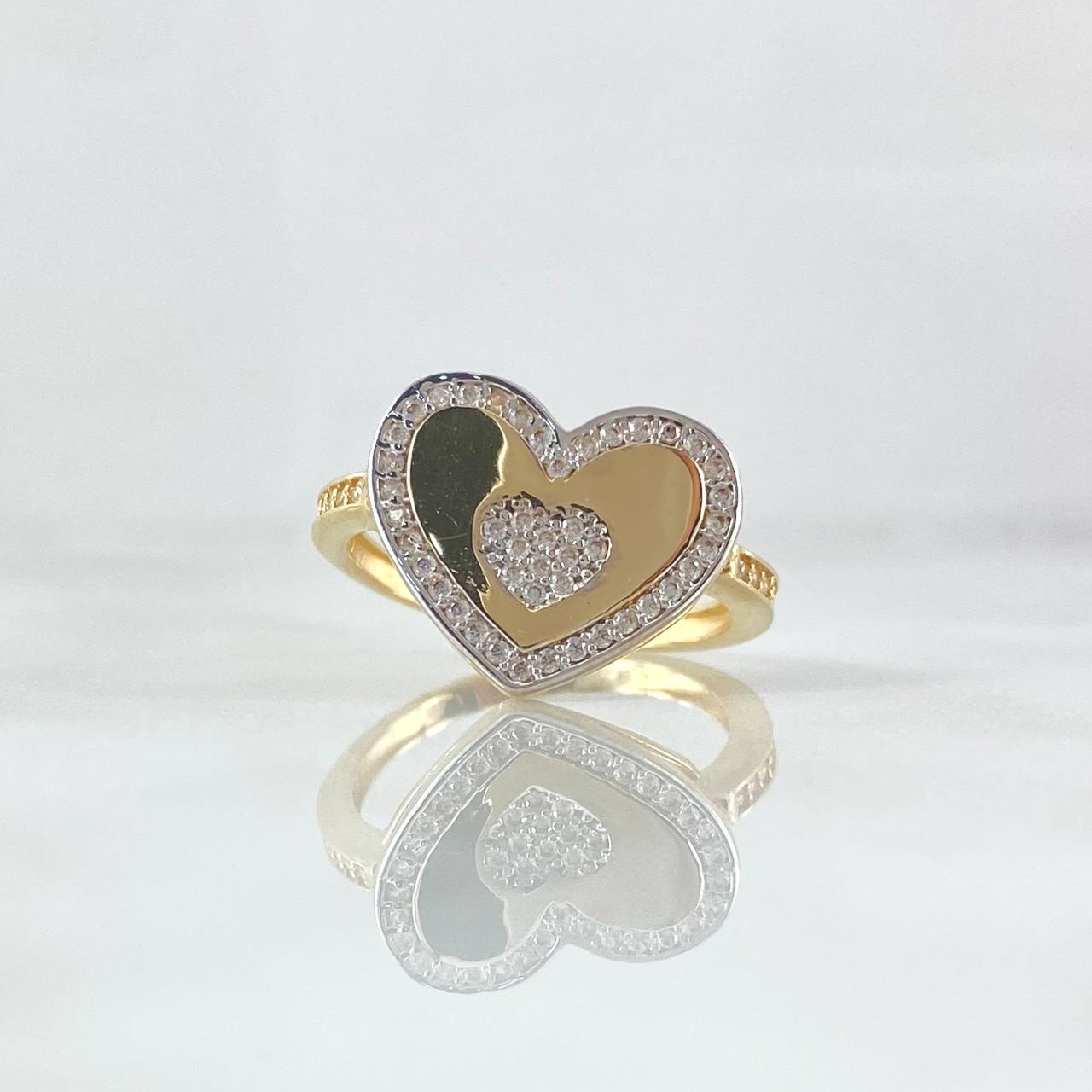 Heart Ring in the Middle 4gr / T7 / White Zircons 18K Yellow Gold ©