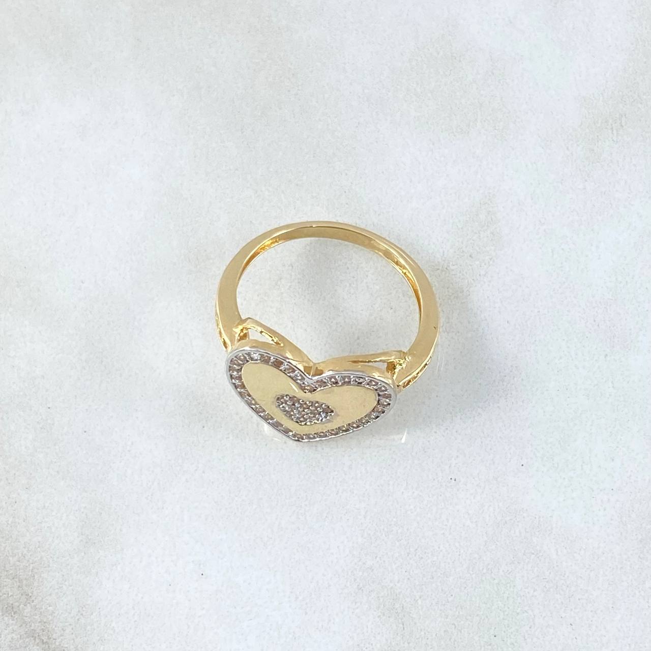 Heart Ring in the Middle 4gr / T7 / White Zircons 18K Yellow Gold ©