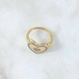Heart Ring in the Middle 4gr / T7 / White Zircons 18K Yellow Gold ©