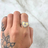 Heart Ring in the Middle 4gr / T7 / White Zircons 18K Yellow Gold ©